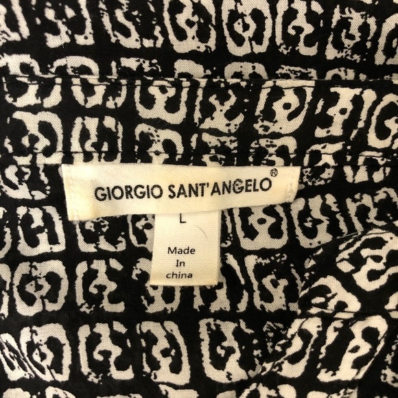 GIORGIO Sant’Angelo - Black & White V-Neck Long Sleeve Top - Size Large - Picture 2 of 7